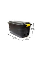 Storage Box With Wheels, Black, 75 Liters, 77 X 42 X 40 Cm, HTC-STR-750