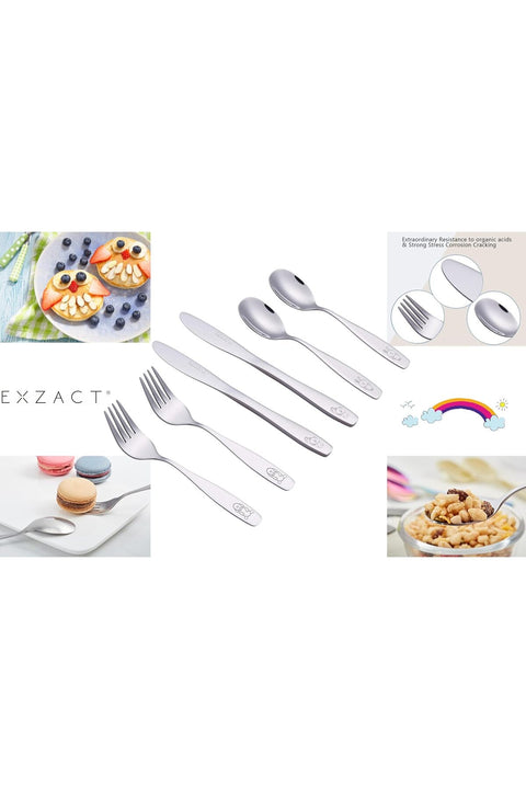 Children's Cutlery Stainless Steel 6pcs Set - 2 Forks, 2 Safe Knives, 2 Spoons (Dog Cat Bunny)