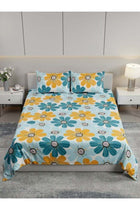 King size Cotton Blend Flat Bedsheet Set 144 Thread Count Garden Floral Design 220x240 cm