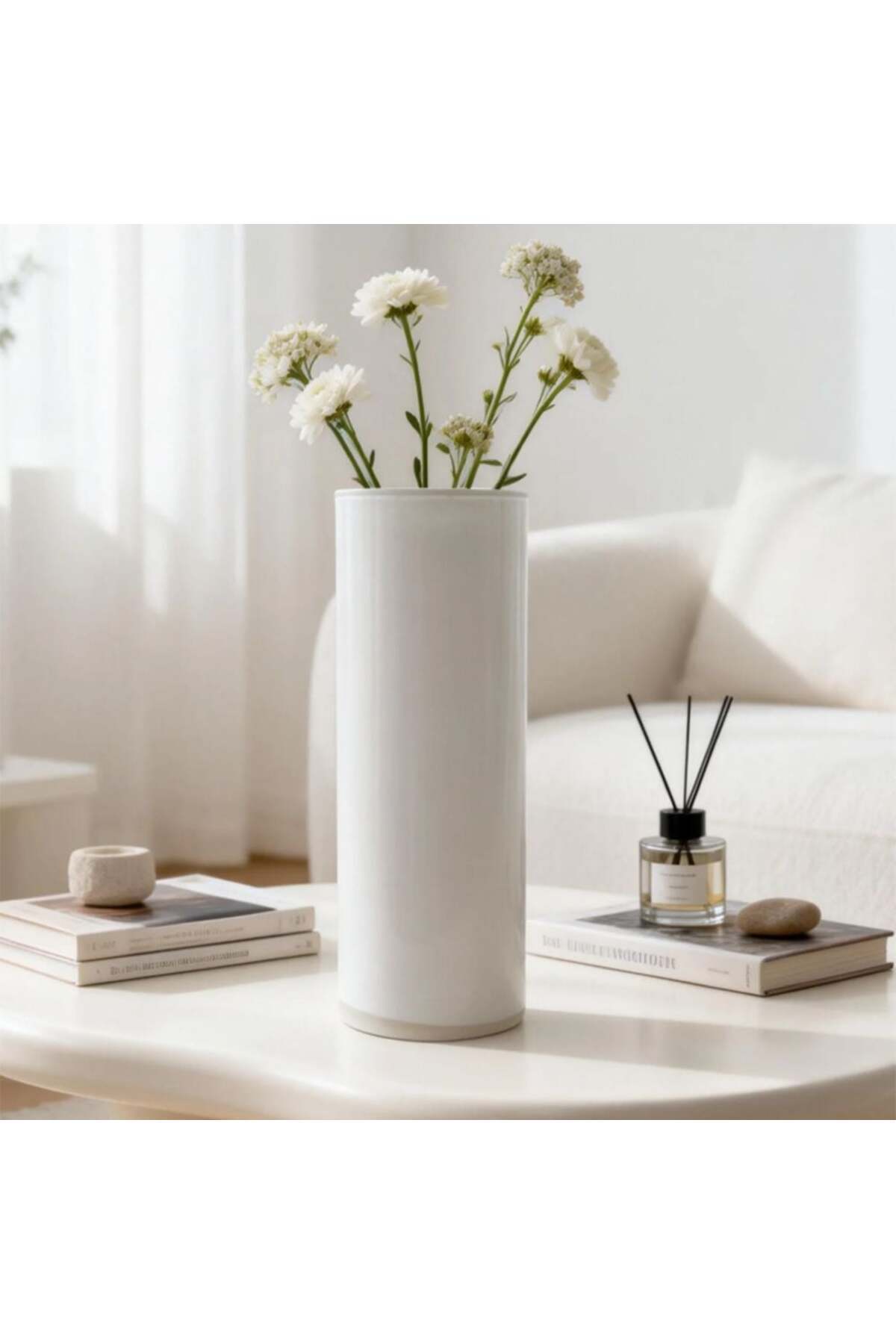 Emerelle Solid Color Vase With Bubble 13.8X8X35Cm White