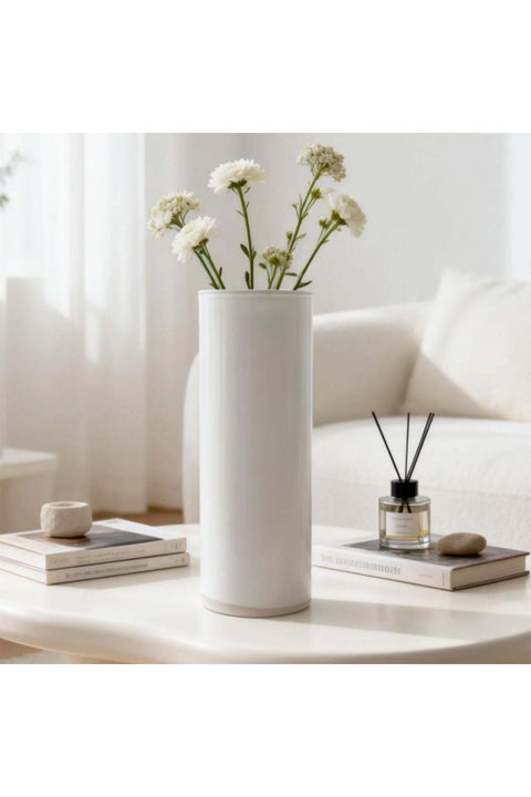 Emerelle Solid Color Vase With Bubble 13.8X8X35Cm White