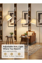LIGHTING Modern Fabric Floor Lamp, Gold Iron Body with Marble Base, Adjustable Angle, E27 Bulb Included