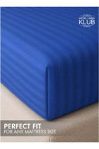 1-Piece Microfiber Fitted Sheet Striped, Royal Blue, Soft Fabric Deep Pocket