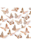48-Piece 3D Butterfly Wall Stickers, Removable Wall Decals, Metallic Wall Decor, Set in 4 Styles and 3 Sizes for Kids Bedroom, Nursery, Classroom, and Party Wall Decoration, Rose Gold Mural Art