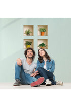 Art Magic 3D PVC Removable Wall Sticker Decals DIY, Set of 4, Green and Brown Plants, DY0725-WJH