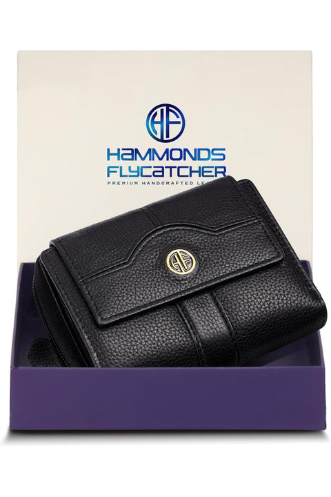 Leather Ladies Wallet for Woman with 14 Card Slots - Clutch Purse for Women, Ladies Wallet for Women Stylish, Ladies Purse for Women Wallet, Purse for Woman, Black, 12.5 cm x 3 cm