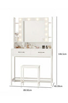 Makeup Vanity with Multiple Shelves and Drawers White