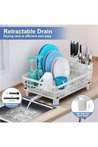 Dish Drying Rack, Stainless Steel Dish Rack for Kitchen Counter, Dish Drainer with Drainboard, Utensil Holder, Stainless Steel Kitchen Drying Rack for Dishes, Knives, Spoons, Forks