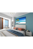 Large Canvas Wall Art Summer Ocean Waves Coconut Trees on Sands Beach Seascape Painting Sea Nature Pictures for Living Room Home Office Wall Decor Artwork X30x60inch