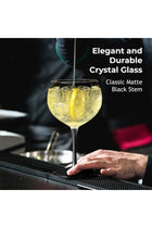 - Gin & Tonic Glasses Set of 2, Gin Glasses 650 ml/Glass Balloon with Modern Black stem incl. Spoon & Measuring Cup