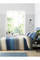 - Betley - Classic Wide Stripe Duvet Cover Set -3 pieces, Double Bed Size in Blue