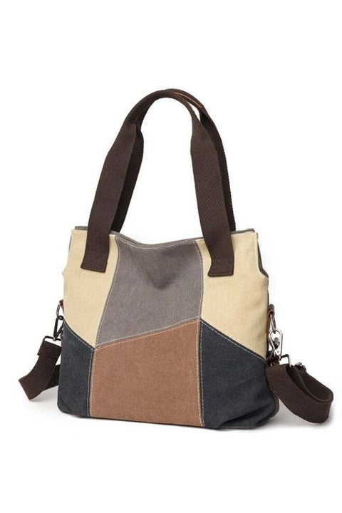 Women's Contrast Color Crossbody Bag, Ladies Vintage Canvas Messenger Bag Shoulder Bag Side Bag Carry Bag