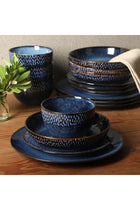 Matisse 16 Piece Double Bowl Dinnerware Set, Cobalt Blue