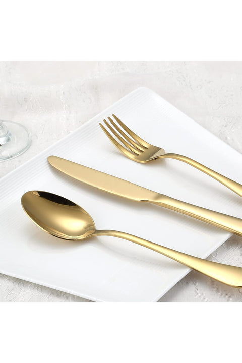 Gold Silverware Set, 20-Piece Flatware Set Stainless Steel Cutlery Kitchen Utensil Set Tableware Service for 4