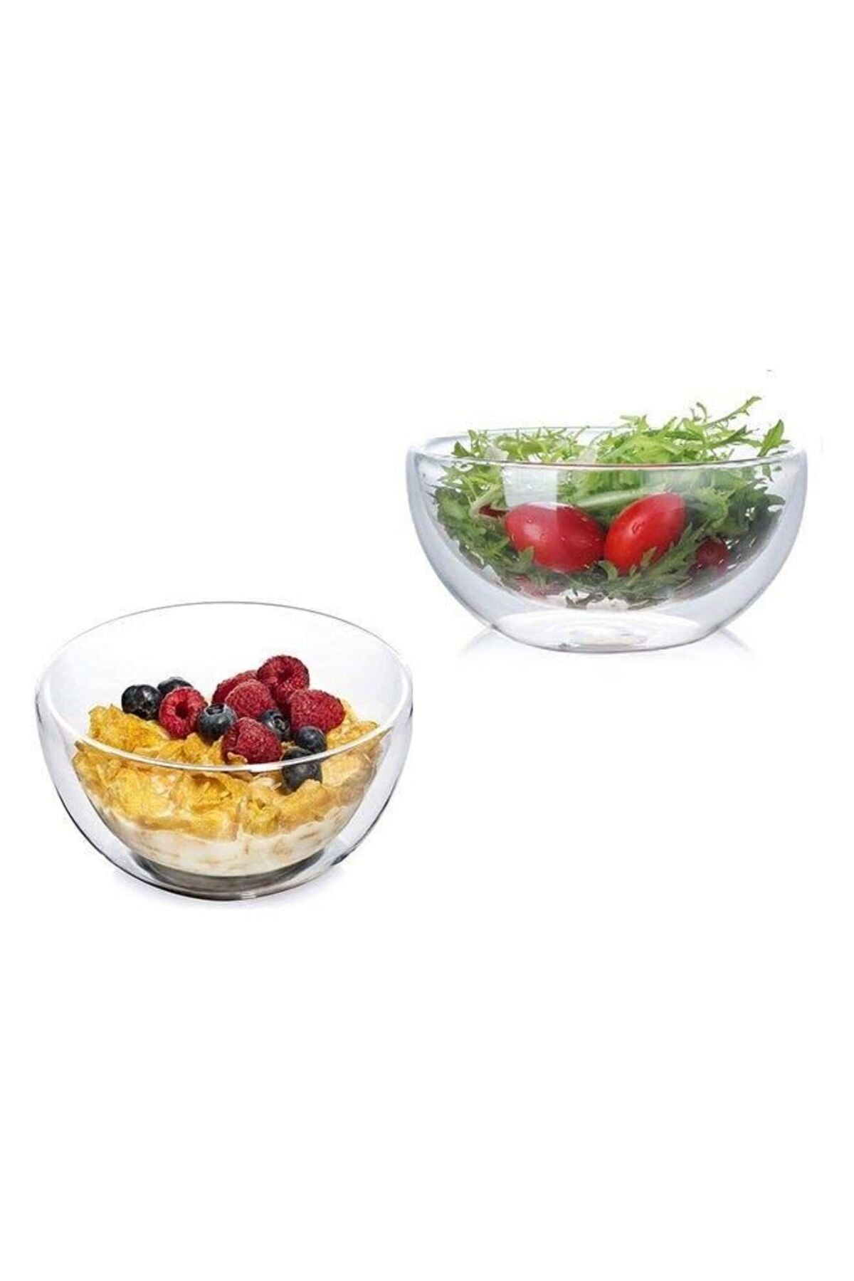 Double Wall Borosilicate Salad, Pasta, Matcha, Rice, Soup Bowl, Hot And Cold Serving Bowls Fruit Bowls Set of 2 500ML