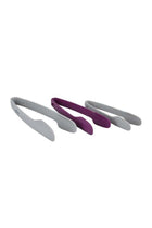 3-Piece Plastic Tongs Grey/Purple