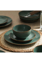 Stone Lain Brasa Modern Stoneware 16 Piece Dinnerware Sets, Plates and Bowls Sets, Dish Set for 4, Green