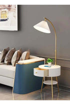 Multifunction Scandinavian Style Floor Lamp Coffee Table Smart Light Bedside Table with 2 Shelves