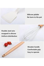 Kitchen Utensils Set, 34 Pcs Silicone Cooking Utensils Set, for Nonstick Cookware, 446℉Heat Resistance Silicone Spatulas Set, Wood Handle-Kitchen Gadgets Tools (White)