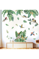 Tropical Leaves Wall Stickers for Women: Peel and Stick Green Plant Hanging Leaf Birds Wall Decals - Living Room Bedroom Nursery Home Vinyl Decor