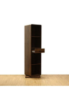 Gwen Swivel Standing Cabinet With Mirror | Durable Cupboard | Dressing Makeup Storage Without ChairL48xW48xH165.7cm - Brown Walnut