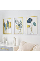 FUNTEREST Gold Metal Wall Decor Leaf Wall Hanging Decoration, Set of 3 Metal Wall Art Home Decor for Living Room Office Bedroom Hotel