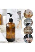 6 Pack Empty Amber Glass Pump Bottles, 2 Pack 500ml and 4 Pack 250ml Pump Bottles Refillable Containers for Essential Oils, Cleaning Products, Lotions, Aromatherapy, Durable Black Pumps