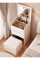 3 in 1 Vanity Desk with Flip Top Mirror and Lights, Makeup Vanity Set with Glass tabletop, Space Saving Dressing Table with storage cabinwt, Multi-Functional Display Cabinwt for Bedroom (40×4