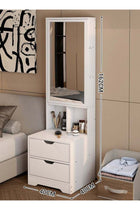 Multifunctional Dressing Table Vanity Table With Mirror and Storage Cabinet，Standing Nightstand Mirror Cabinet with 2 Drawers & 4 Shelves，Full-length Makeup Mirror Floor-standing Mirror Cabin