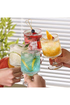 6 Packs Vintage Goblet Glasses, 8 oz Wine Glasses, Embossed Floral Glass Cups Set