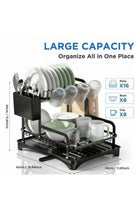2-Tier Dish Drying Rack with No Water Buildup Drainboard, Keeps Counter Dry, Large Capacity Rustproof Dish Drainer for Kitchen Countertop with Utensil Holder