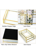 3 Pieces Mirror Tray, Rectangle Metal Vanity Mirror Tray,Can be stored for Perfume, Jewelry, Makeup, Cosmetic,Suitable for Dresser, Bedroom,Bathroom,Hotel, 3 Sizes