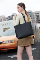 Ladies Tote Bags Simple PU Leather Handbags Work School Shopping Bags for Women with Zip and Inner Pocket