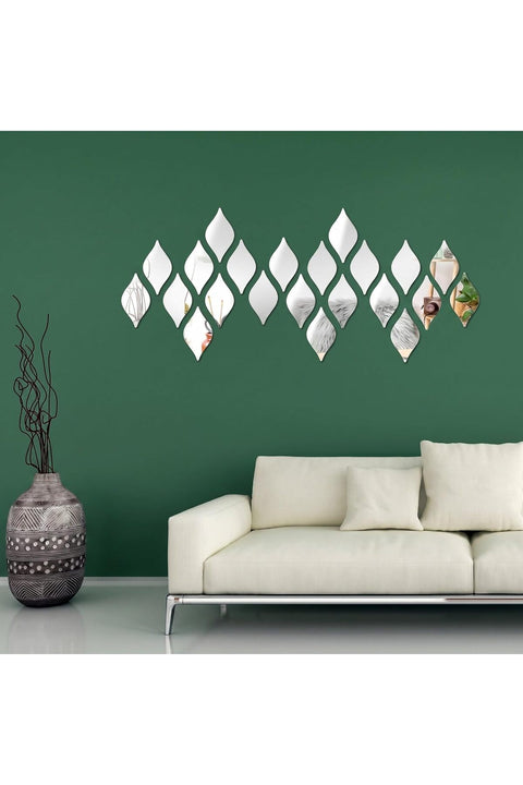 30 Pcs Mirror Wall Stickers Decor Acrylic 3D Tear Drop Decorative Mirrors Stickers Removable Wall Art Decals for Home Living Room Bathroom Office Dormitory Decorations, 6 x 3.3 Inch(Silver)