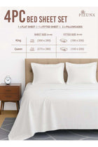 Pure Combed Cotton Bed Sheet Set King Size White, 400 Thread Count Sateen Weave Bedsheet Set