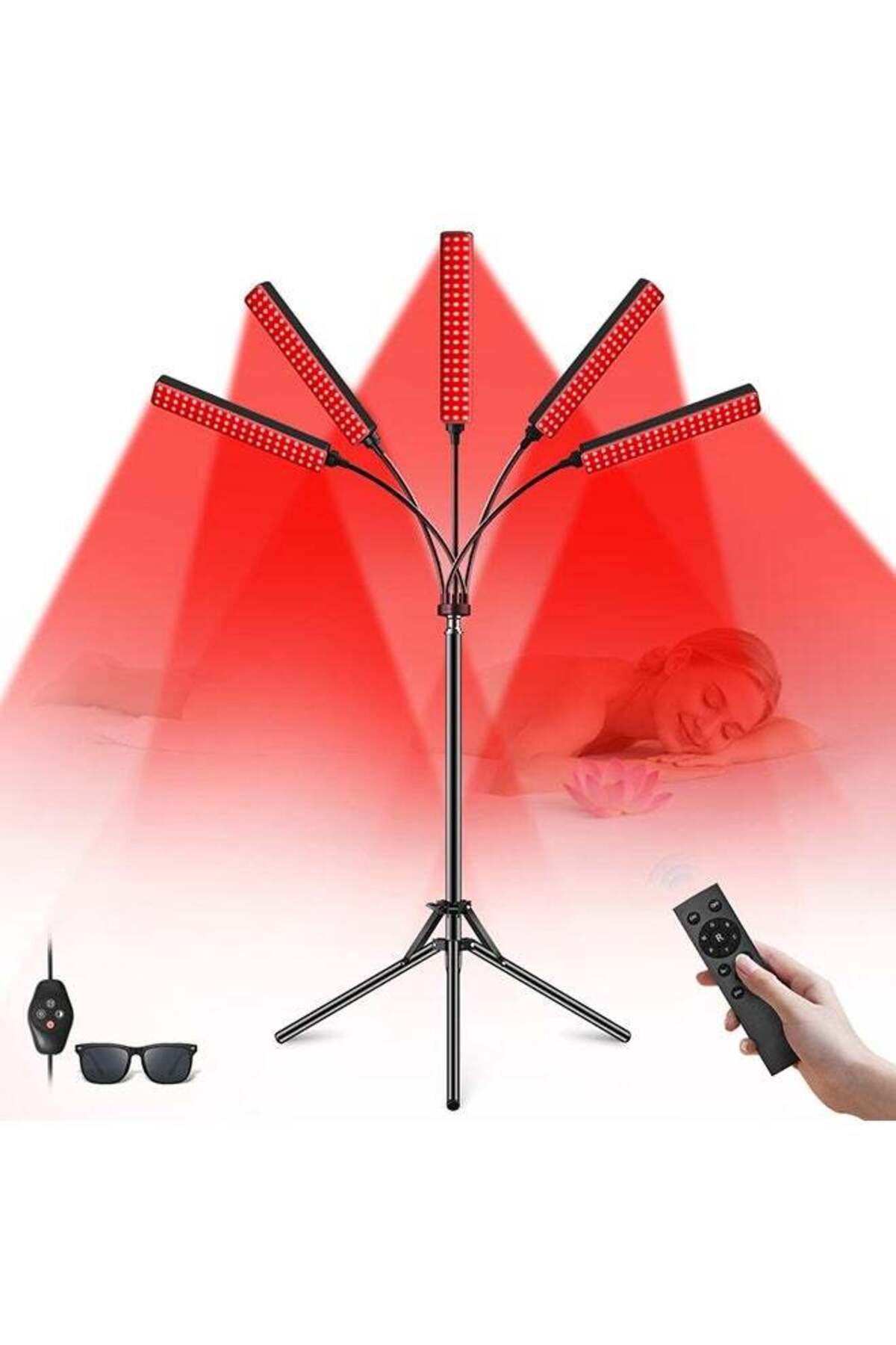 Red Light Therapy Floor Lamp for Face Body, 5 Heads Red Infrared Light Therapy Devices, 7 Colors Red Light Therapy Lamp