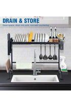 SKY-TOUCH Dish Drying Rack and Drainer with Drip Tray and Cutlery Basket for Kitchen Countertop, 75cm Black