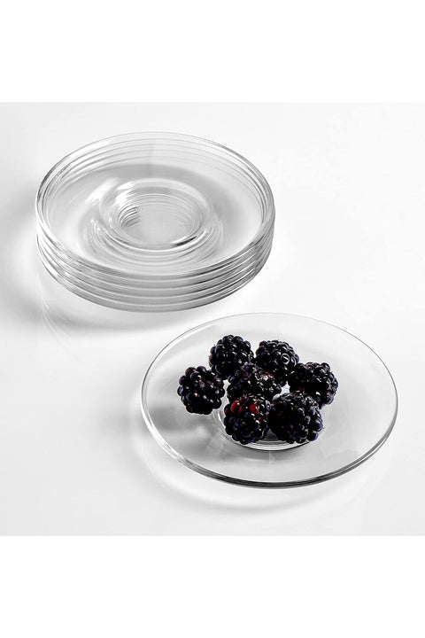 Premium Classic Clear Glass Saucer Set of 6 Only Saucers Without Cup for Serving Tea Coffee Snacks, 200 ml