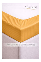3-Piece Striped Microfiber Fitted Sheet Set Large Single 120x200cm Gold