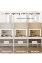 Bedroom Makeup Dressing Table with 3 Color Lighting Modes LED Mirror, Modern Vanity Desk with 2 Spacious Drawers, 90x40x134cm Desktop Vanity Table for Bedroom Skincare and Makeup, AE29 White (