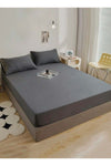 Fitted bed sheet 90*200+30 cm with 2 pillow covers, set of 3 pieces, plain black color.