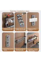 Wall Mount Knife Holder, Kitchen Utensil Hanger with 10 Hooks, 50CM Grey Storage Rack