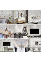 10 x 3D Brick Wall Stickers White 70 x 70 cm Modern Waterproof PE Foam Self-Adhesive Wallpaper Panels for Living Room Kitchen Home Bedroom TV Wall Decoration