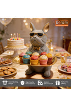Beram Bulldog Butler Statue with Tray Modern Resin Bulldog Figurine with Sunglasses Decorative Storage Holder for Keys Coins Jewelry Home Décor Stylish Desk and Entryway Organizer
