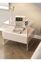 Acrylic Bedside Table Modern Bedside Table Minimalist Nightstands Multifunction Nightstand For Bedroom Wood Minimalist Bedside Cabinet 1 Drawers for Bedroom Living Room H43xL45xD38 cm