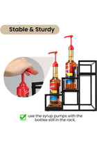 3 Tier Wood Coffee Syrup Rack, Syrup Holder Stand, Metal Coffee Station, Spice Storage Shelves, Kitchen Storage Rack, Home Diplay Rack, Countertop Rack for 12 Bottles Syrup Syrup