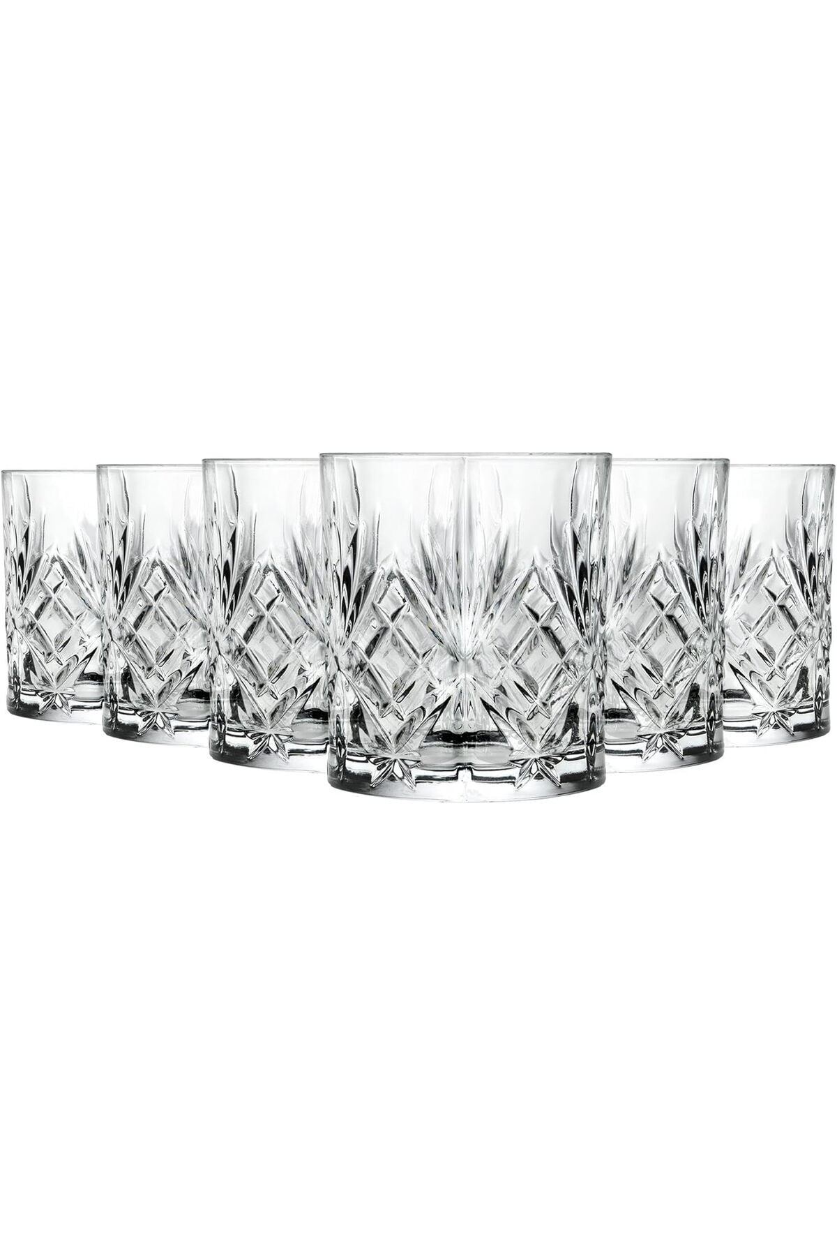 25935020006 Melodia Crystal Short Whisky Water Tumblers Glasses, 230 ml, Set Of 6-Clear