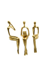 Beram Modern Abstract Sitting Women Figurines Set of 3 Gold Resin Sculptures in Left Middle and Right Poses Elegant Minimalist Female Statues for Home Décor Office Desk Bookshelf Living Room Display