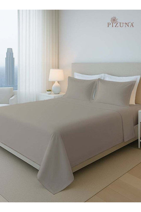 Pure Combed Cotton Bed Sheet Set King Size Simply Taupe, 400 Thread Count Sateen Weave