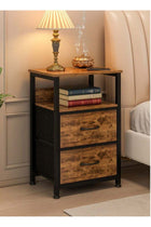 3-Tier Nightstand Side Table with 2 Fabric Drawers Home Bedside Table End Coffee Table for Bedroom 45*30*73cm Brown